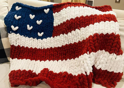 Hand Knit American Flag Blanket: June 13th @ 11am
