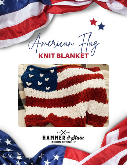 Hand Knit American Flag Blanket: June 13th @ 11am