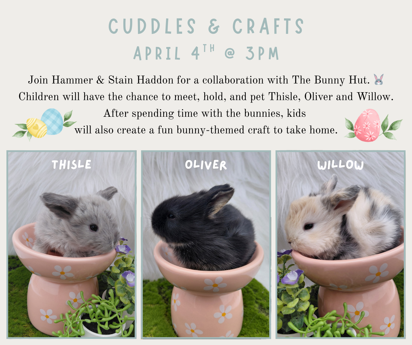 Cuddles & Crafts: Saturday, April 4th @ 3pm