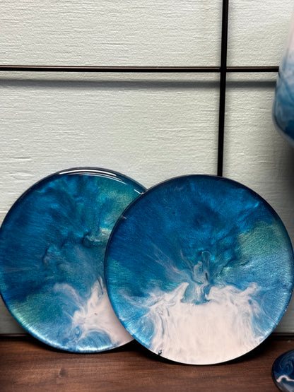 Resin Wine Glass and Coasters: Multiple Dates