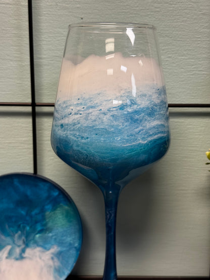 Resin Wine Glass and Coasters: Multiple Dates