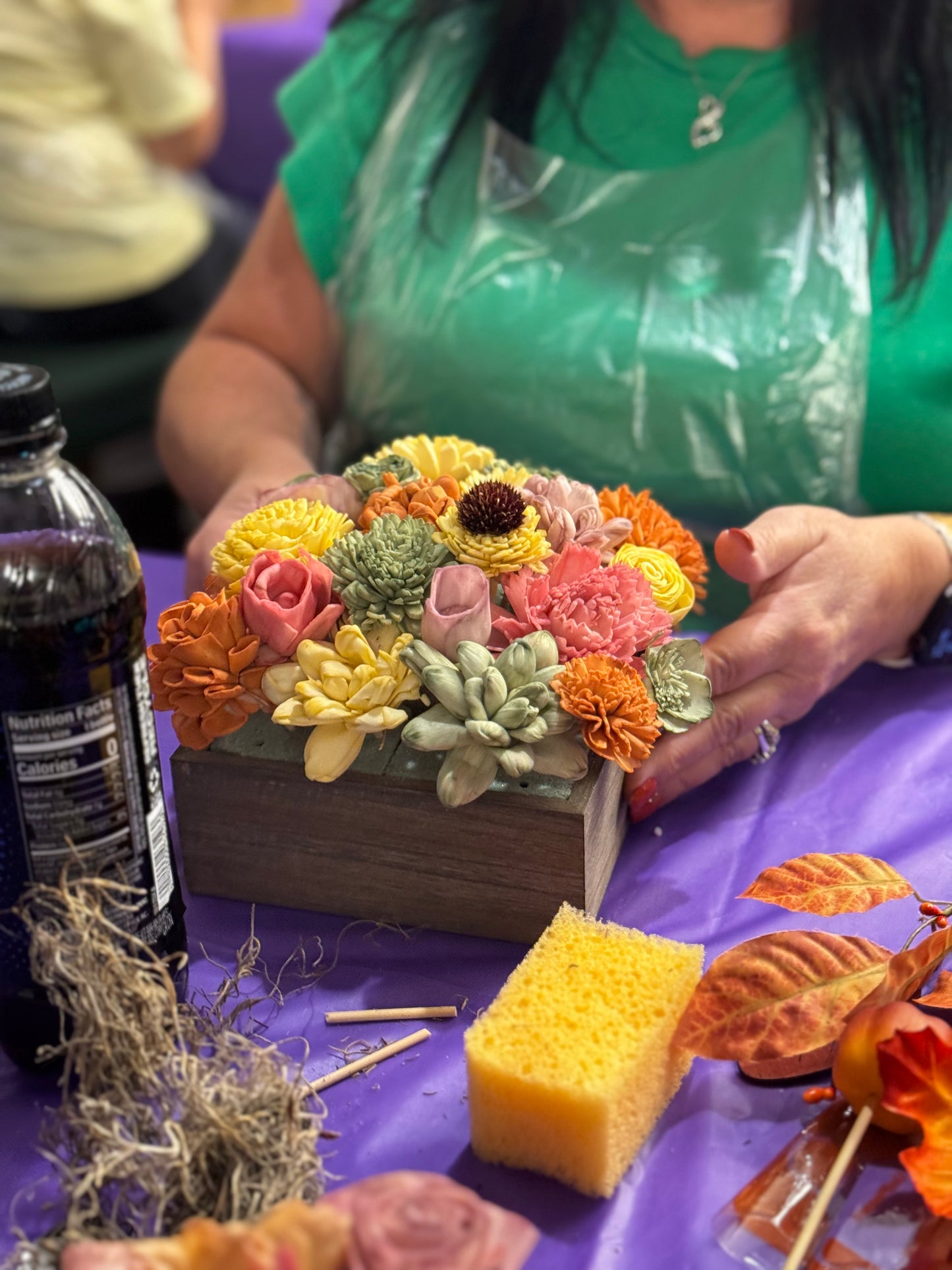 Hand Dip Wooden Flowers- Autumn