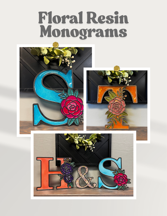 Floral Resin Monograms: Multiple Dates Available