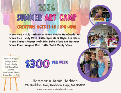 Creators (Ages 11-16) Summer Art Camp 2026 (M-F, 1pm-4pm) Haddon Twp, NJ