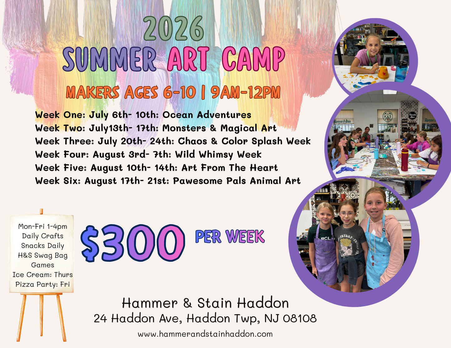 Makers (Ages 6-10) Summer Art Camp 2026 (M-F, 9am-12pm) Haddon Twp, NJ