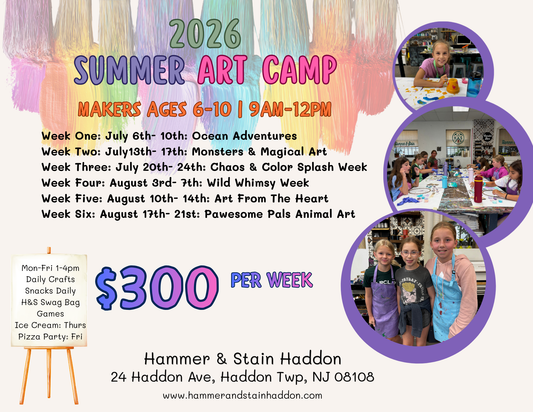 Makers (Ages 6-10) Summer Art Camp 2026 (M-F, 9am-12pm) Haddon Twp, NJ