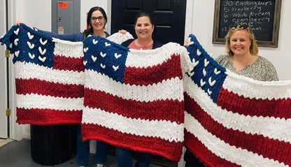 Hand Knit American Flag Blanket: June 13th @ 11am