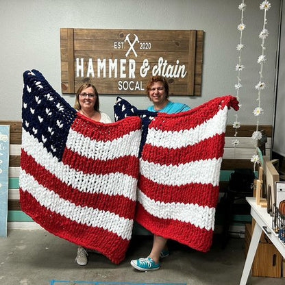 Hand Knit American Flag Blanket: June 13th @ 11am